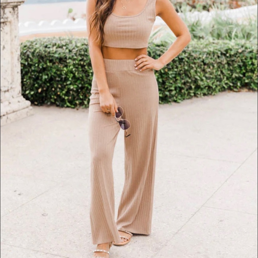 Pink lily flare pants and crop top